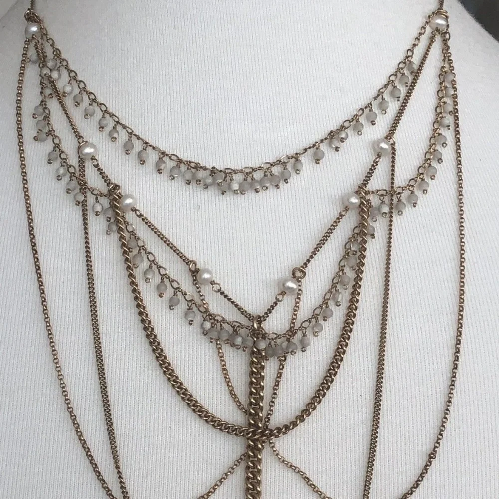 New Auth Chan Luu MOP White Baroque Pearl Draped M